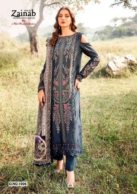 Miss World Choice Zainab Vol 1 Lawn Cotton Dress Material Wholesale Price ( 6 Pcs Catalog )