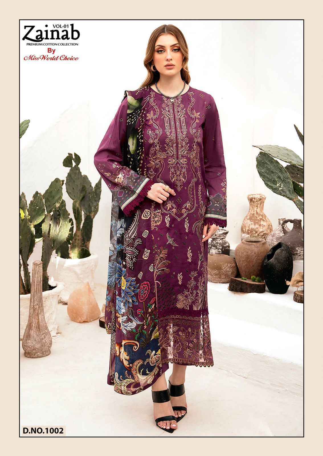 Miss World Choice Zainab Vol 1 Lawn Cotton Dress Material Wholesale Price ( 6 Pcs Catalog )