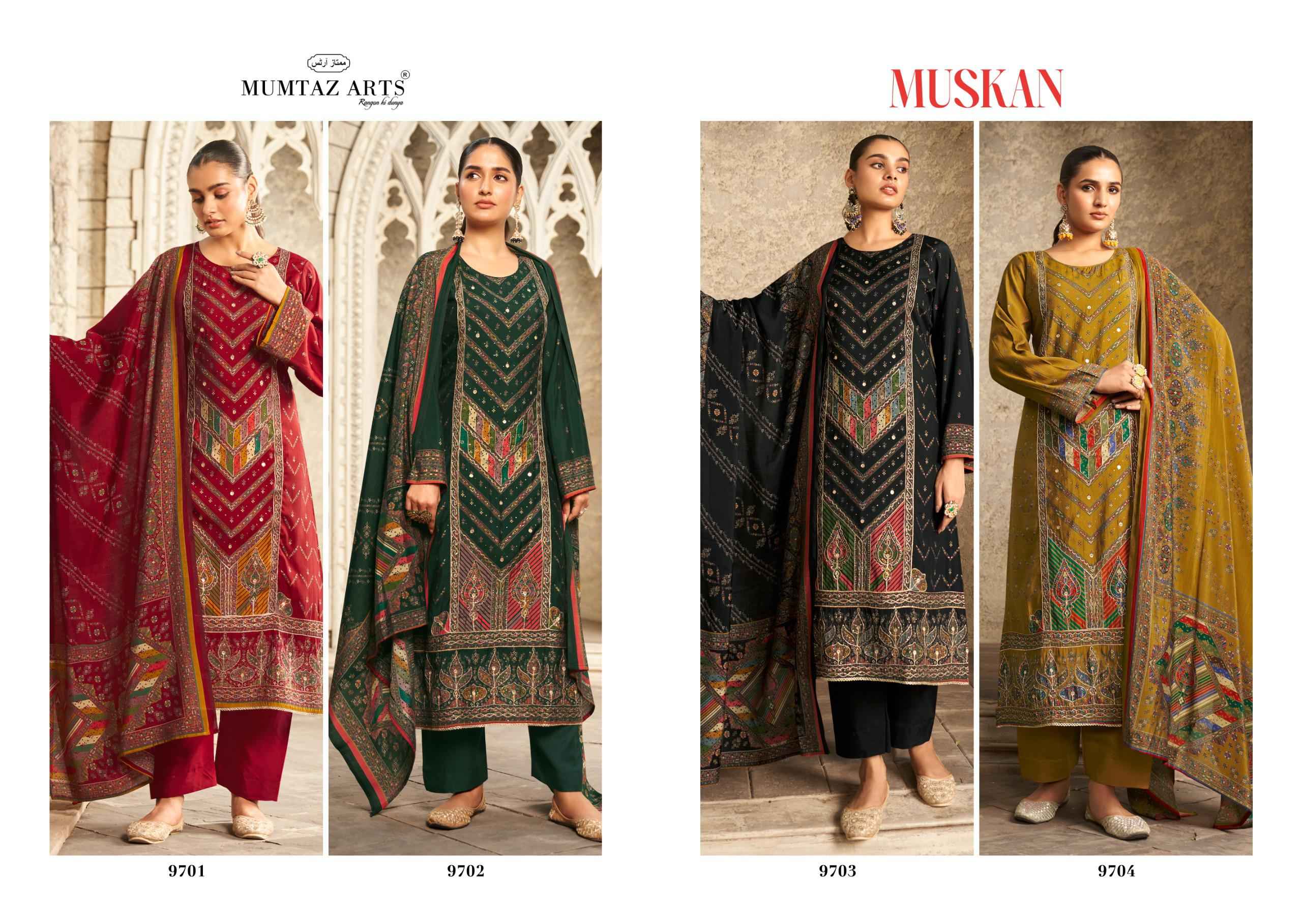 Mumtaz Arts Muskan Wholesale Viscose Maslin Latest Dress Material ( 4 Pcs Catalogue )