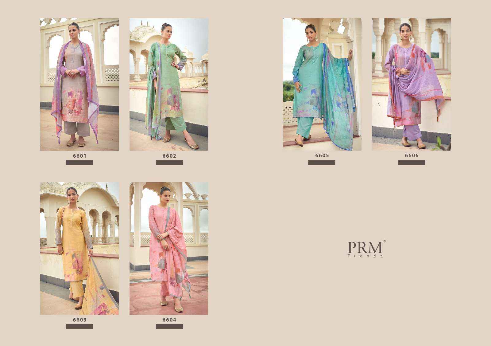 PRM TRENDZ EKNOOR MUSLIN SILK DIGITAL PRINT WITH FANCY DRESS MATERIAL SUIT WHOLESALE PRICE ( 6 PCS CATALOG )