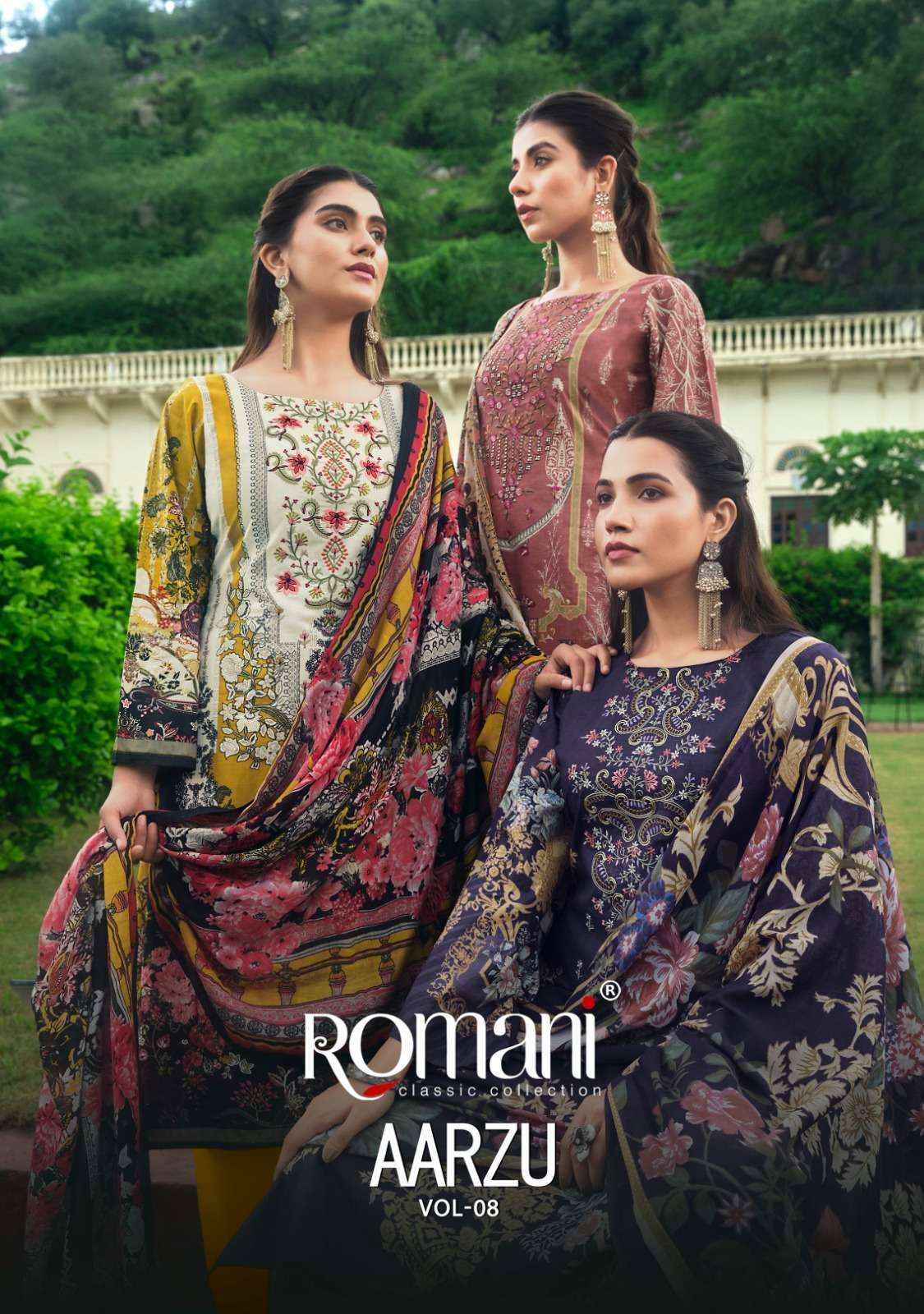 ROMANI AARZU VOL 8 WHOLESALE COTTON DRESS MATERIAL ( 8 PCS CATALOGUE )