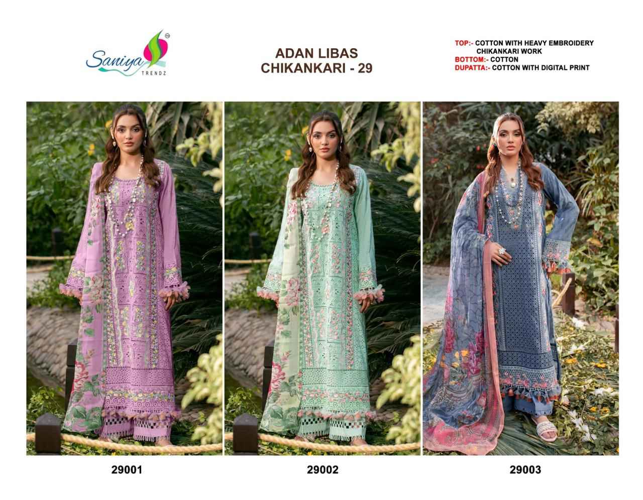 Saniya Adan Libas Chikankari 29 Wholesale Designer Pakistani Salwar Kameez ( 3 Pcs Catalogue )