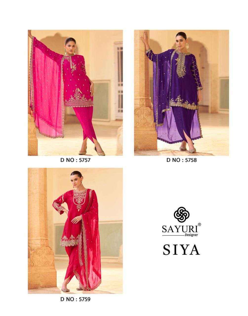 Sayuri Designer Siya Wholesale Readymade Crepe Silk Suit ( 3 pcs Catalogue )