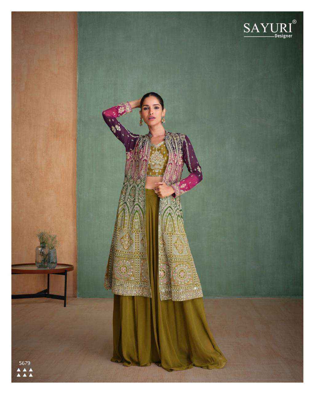 SAYURI DESIGNER ZARI GEORGETTE HAVY DESIGNER PARTY WEAR CO-ORD SET ( 2 PCS CATALOGUE )