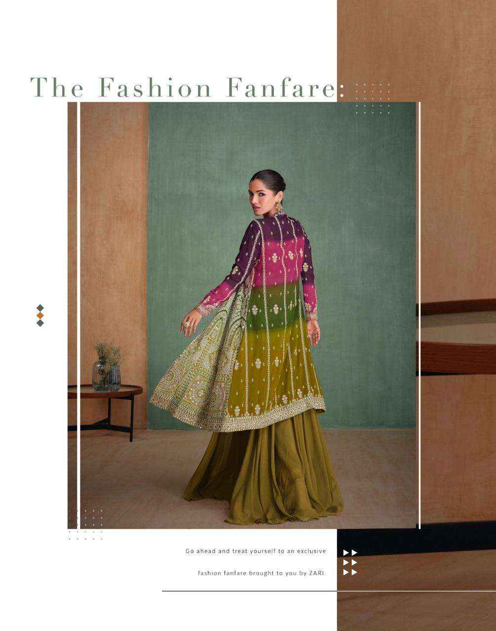 SAYURI DESIGNER ZARI GEORGETTE HAVY DESIGNER PARTY WEAR CO-ORD SET ( 2 PCS CATALOGUE )