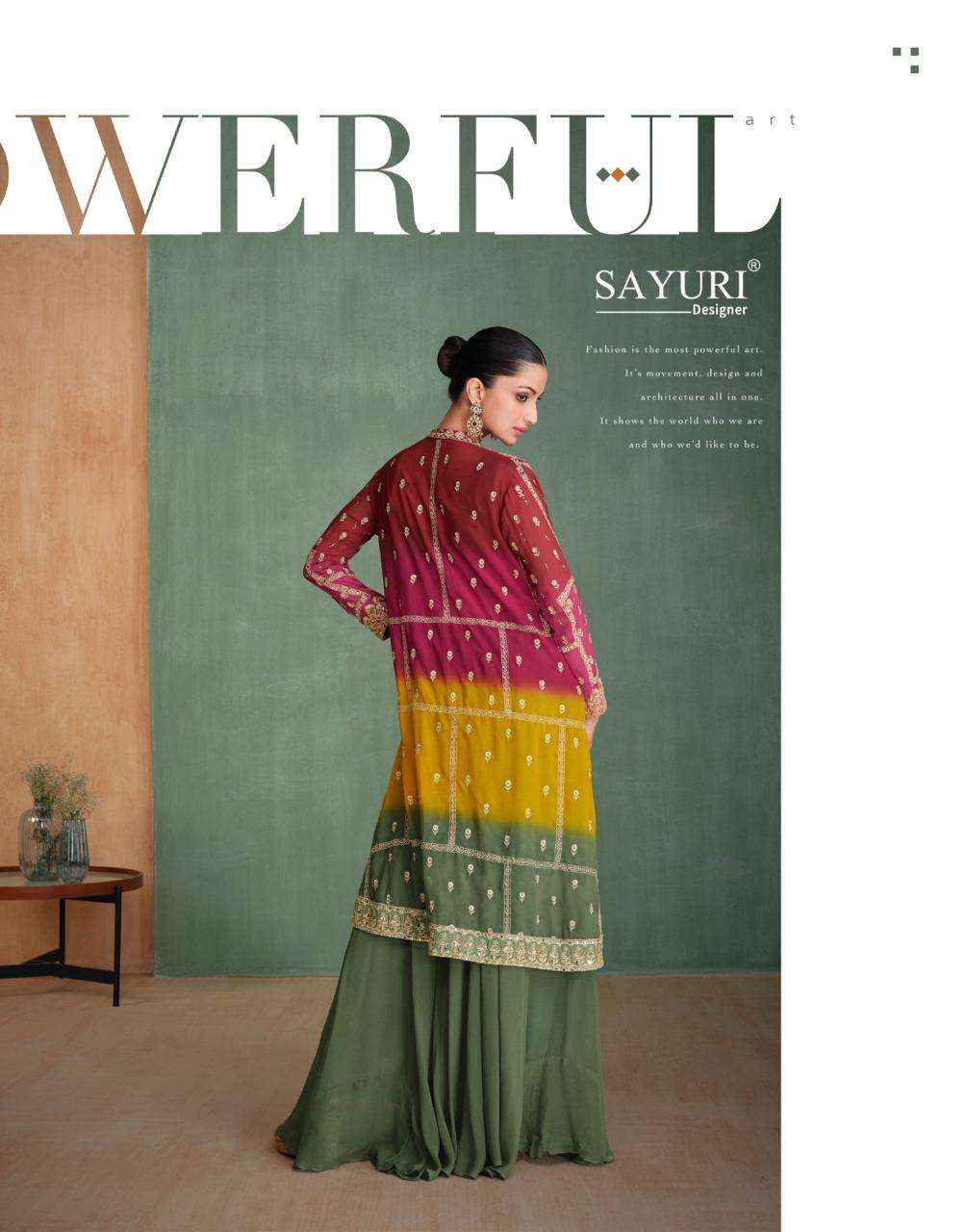 SAYURI DESIGNER ZARI GEORGETTE HAVY DESIGNER PARTY WEAR CO-ORD SET ( 2 PCS CATALOGUE )