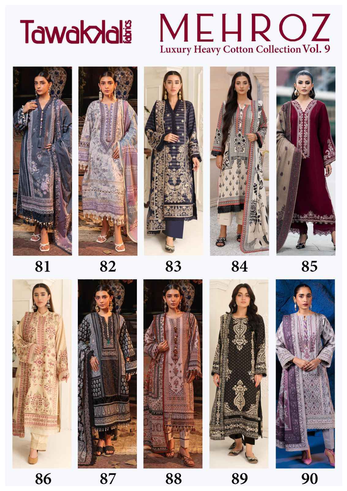 Tawakkal Fabrics Mehroz Vol 9 Wholesale Cotton Dress Material (10 pcs Catalogue )