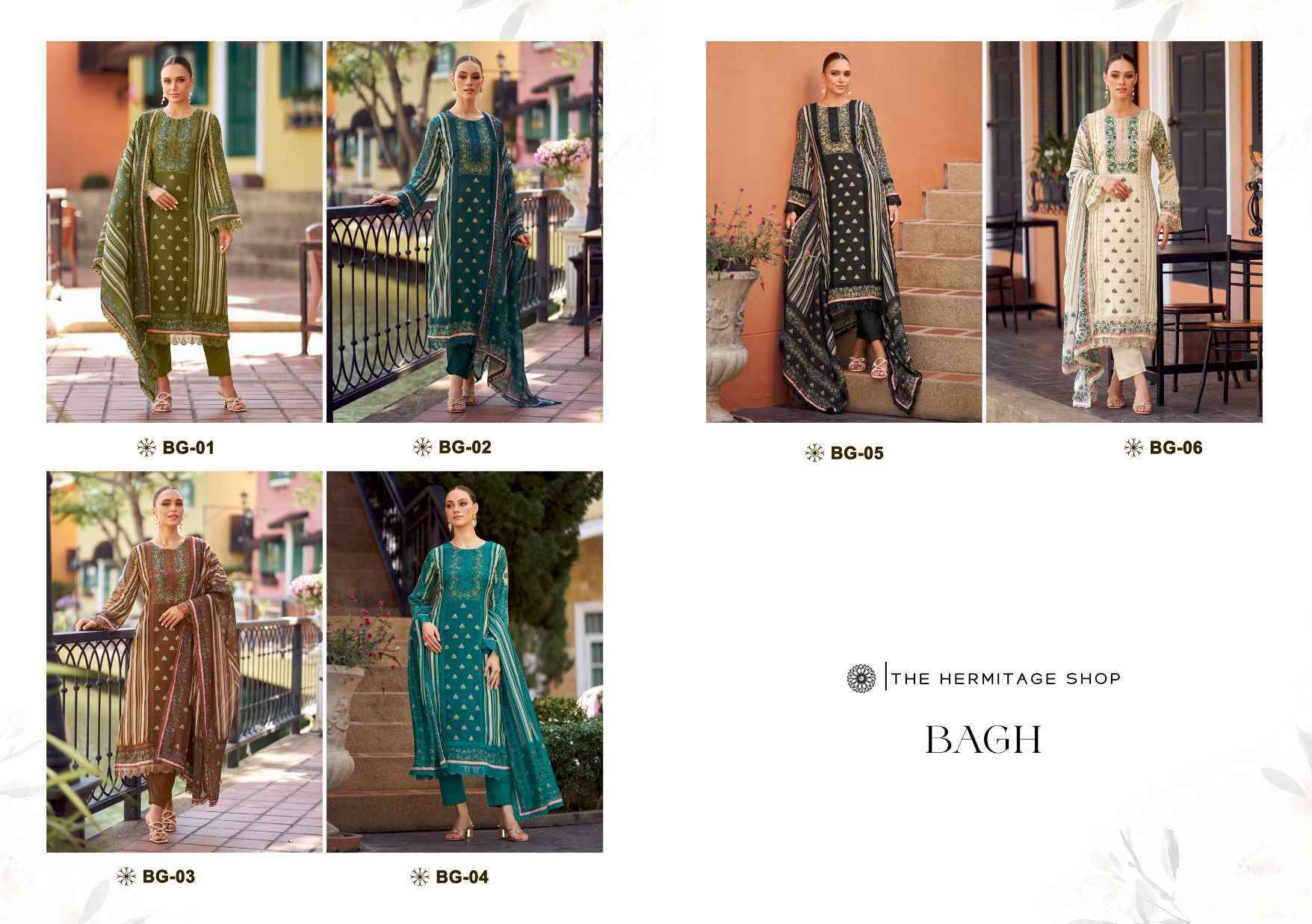 The Hermitage Shop Bagh Vol 2 Wholesale Pure Jam Satin Dress Material ( 6 Pcs Catalog )