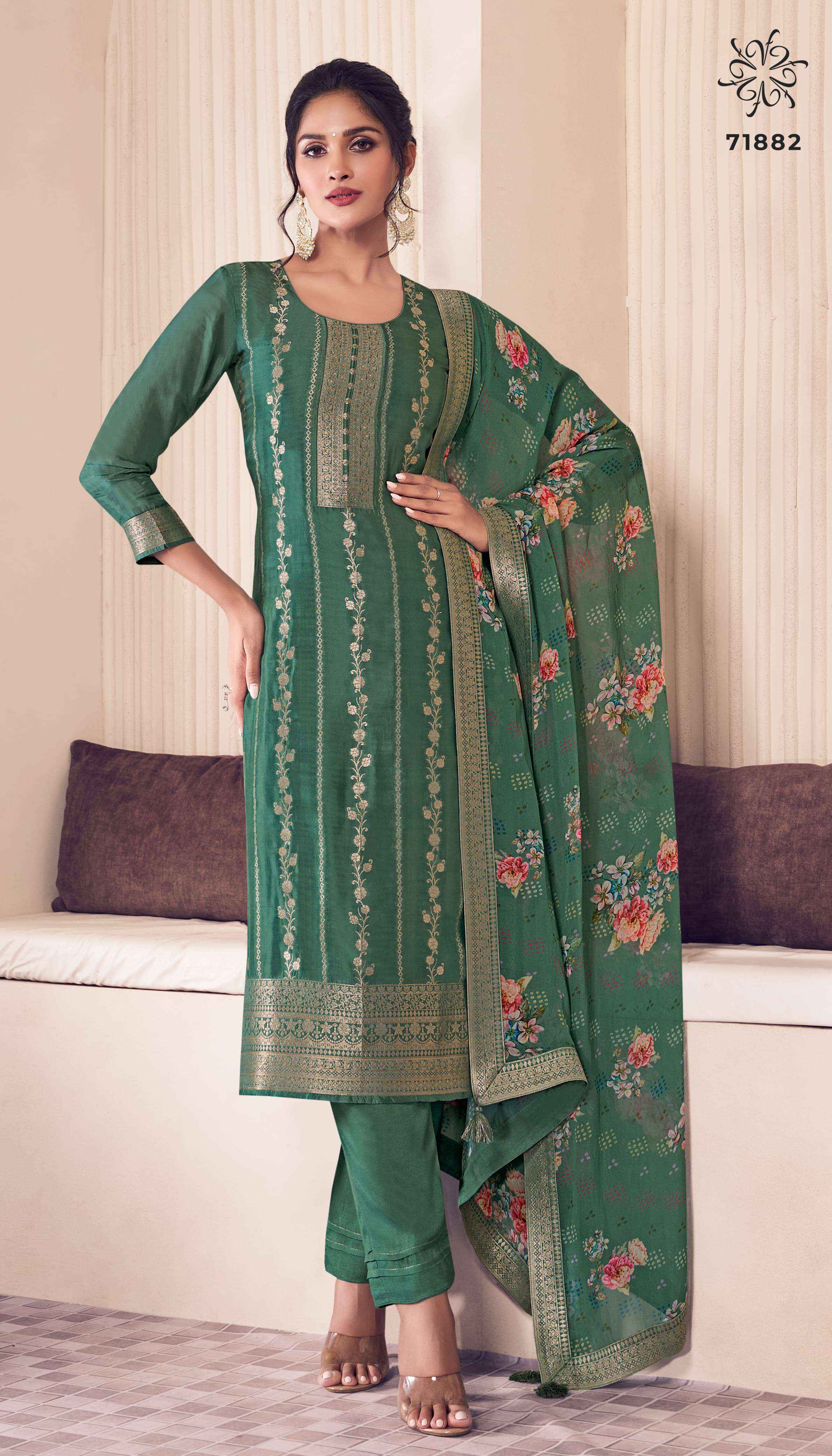 Vinay Fashion Kuleesh Noraa Wholesale Silk Jacquard Dress Material ( 4 Pcs Catalog )