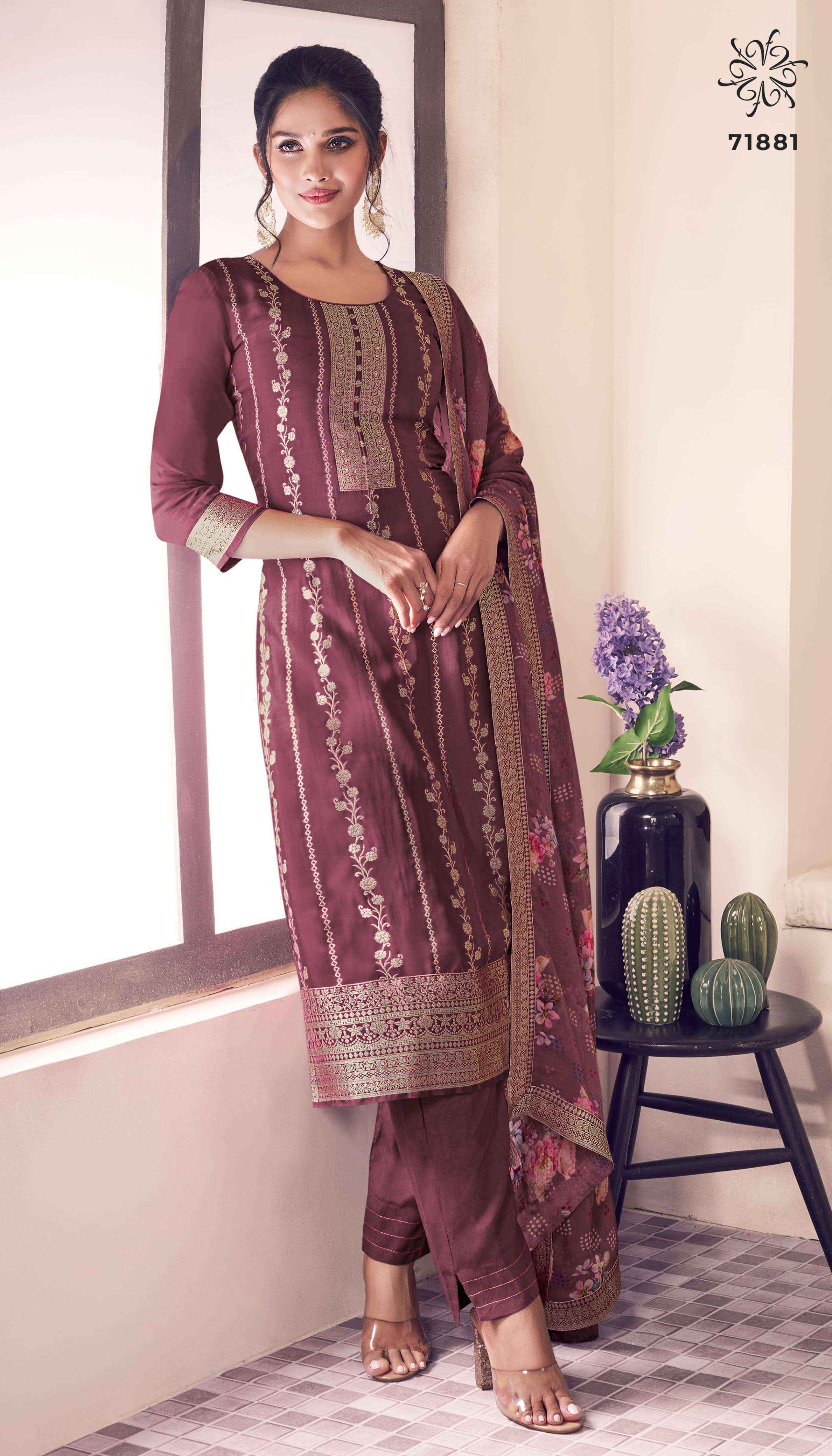 Vinay Fashion Kuleesh Noraa Wholesale Silk Jacquard Dress Material ( 4 Pcs Catalog )