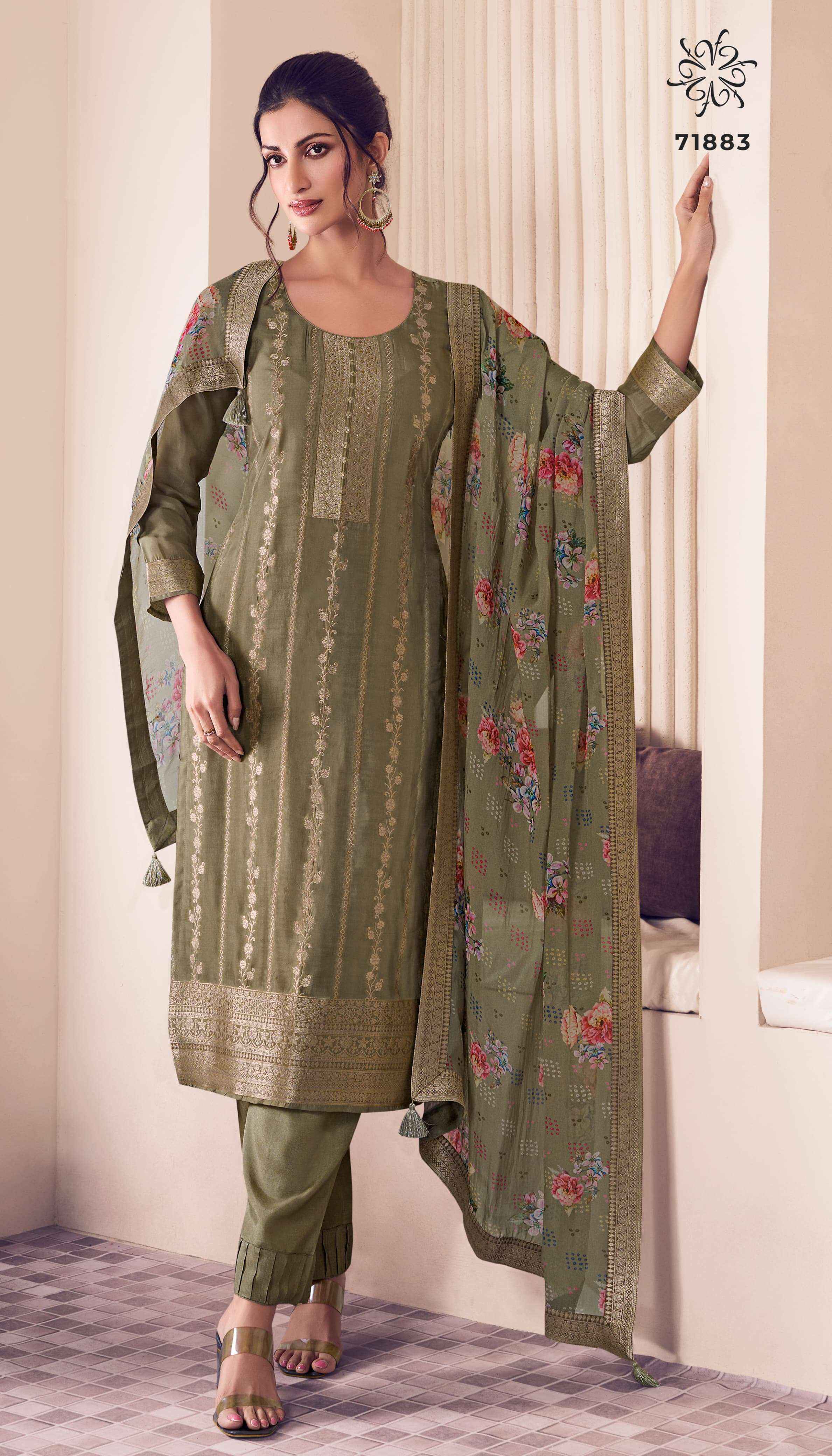 Vinay Fashion Kuleesh Noraa Wholesale Silk Jacquard Dress Material ( 4 Pcs Catalog )