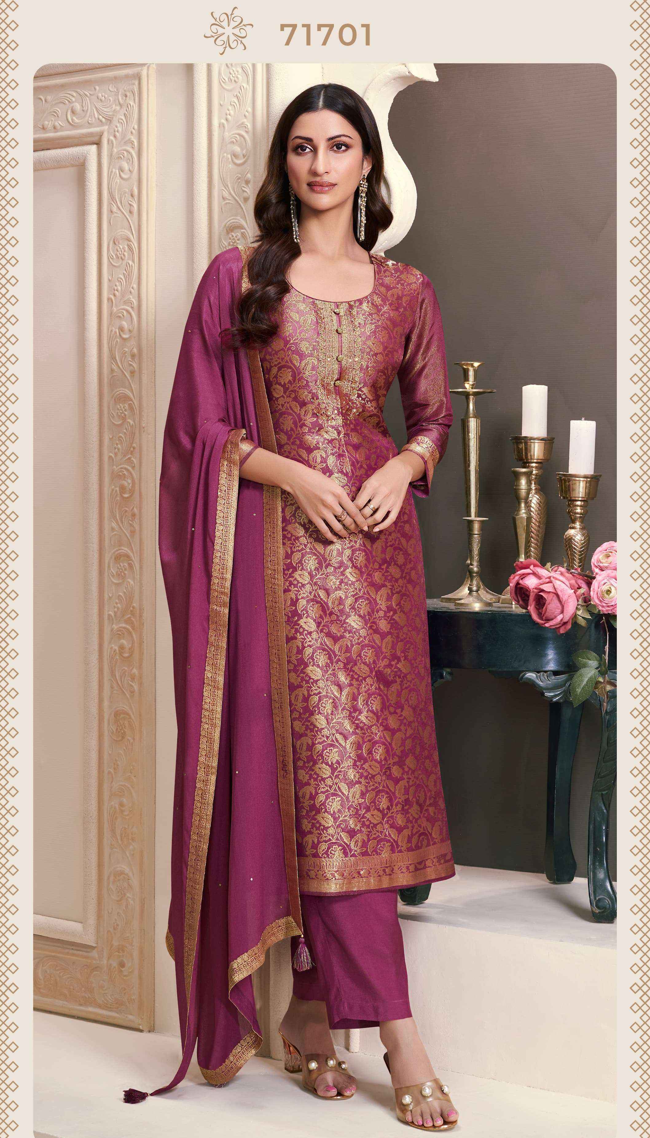 Vinay Fashion Kuleesh Star Vol 2 Wholesale Simer Jacquard Dress Material ( 4 pcs Catalogue )