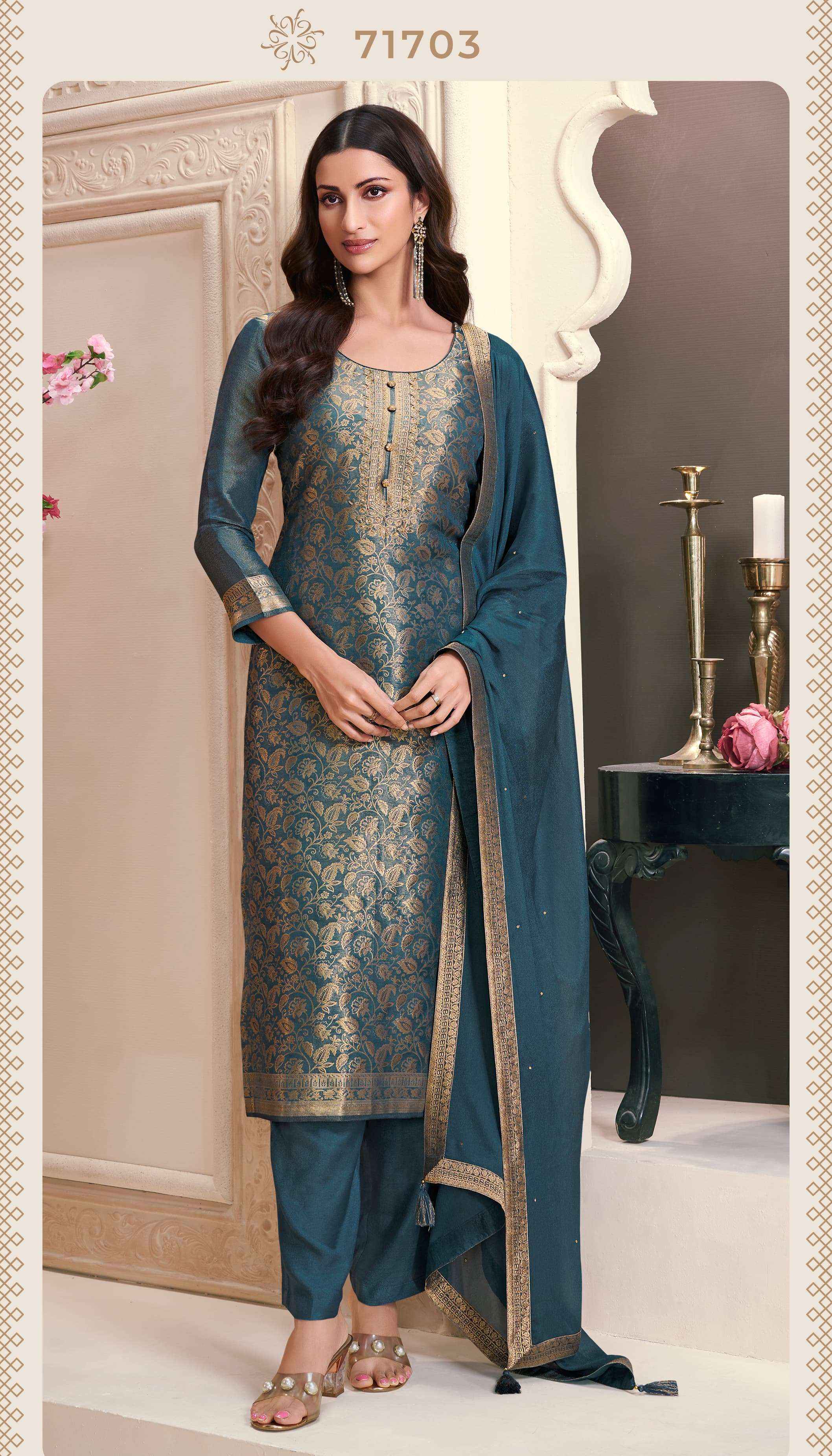 Vinay Fashion Kuleesh Star Vol 2 Wholesale Simer Jacquard Dress Material ( 4 pcs Catalogue )