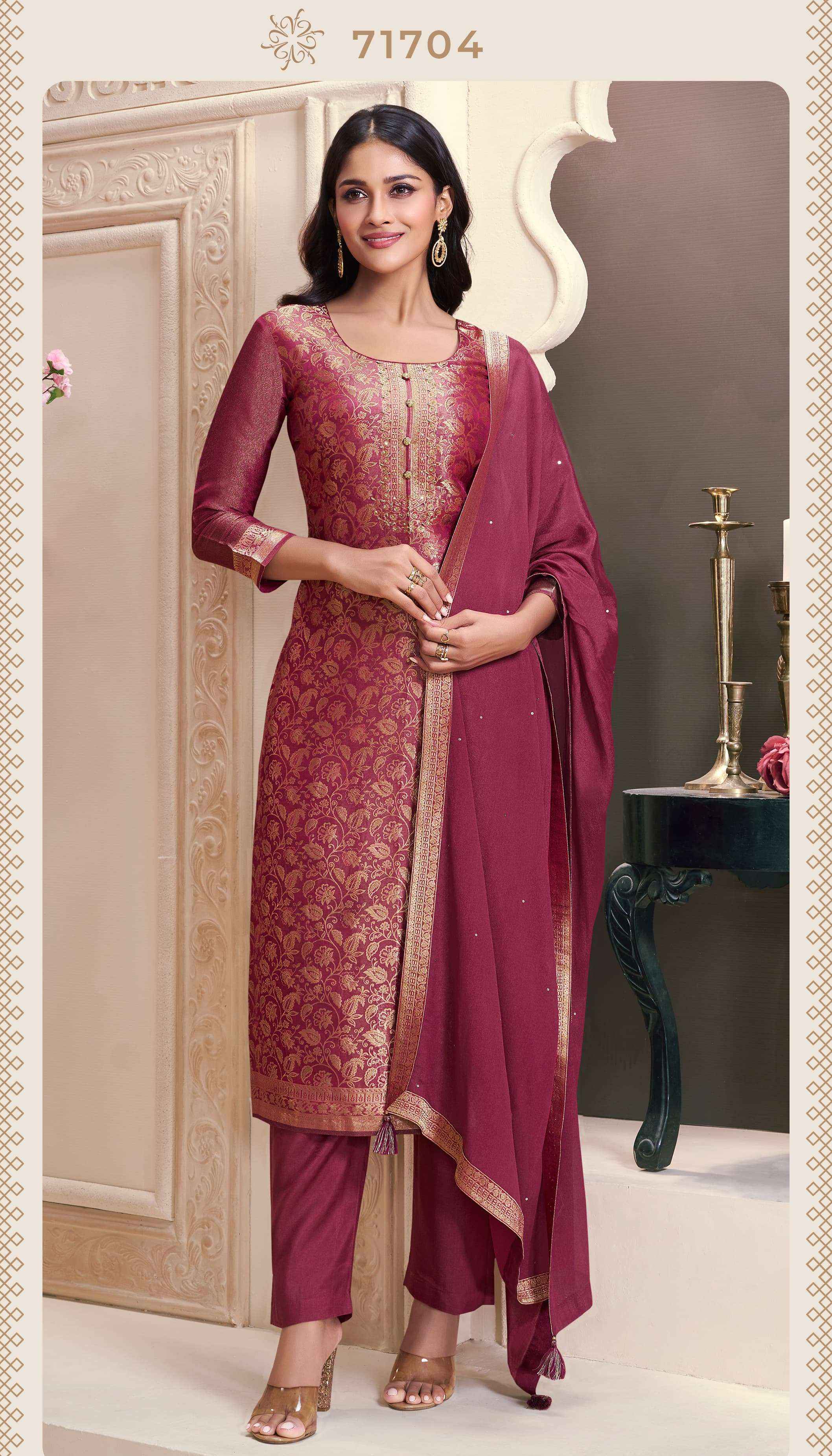 Vinay Fashion Kuleesh Star Vol 2 Wholesale Simer Jacquard Dress Material ( 4 pcs Catalogue )