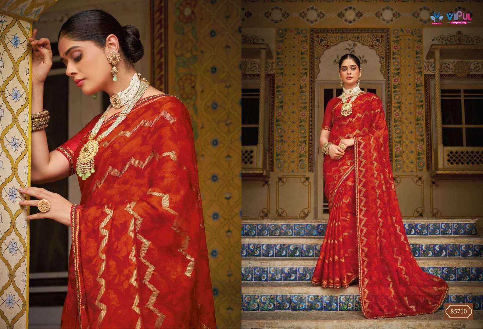 Vipul Sugandha Vol 3 85707 TO 85710 Designer Style Georgette Saree Wholesale Price ( 4 Pcs Catalog )