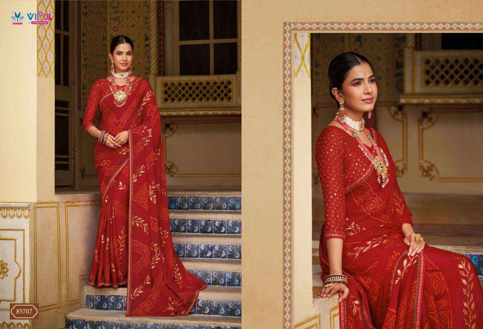 Vipul Sugandha Vol 3 85707 TO 85710 Designer Style Georgette Saree Wholesale Price ( 4 Pcs Catalog )