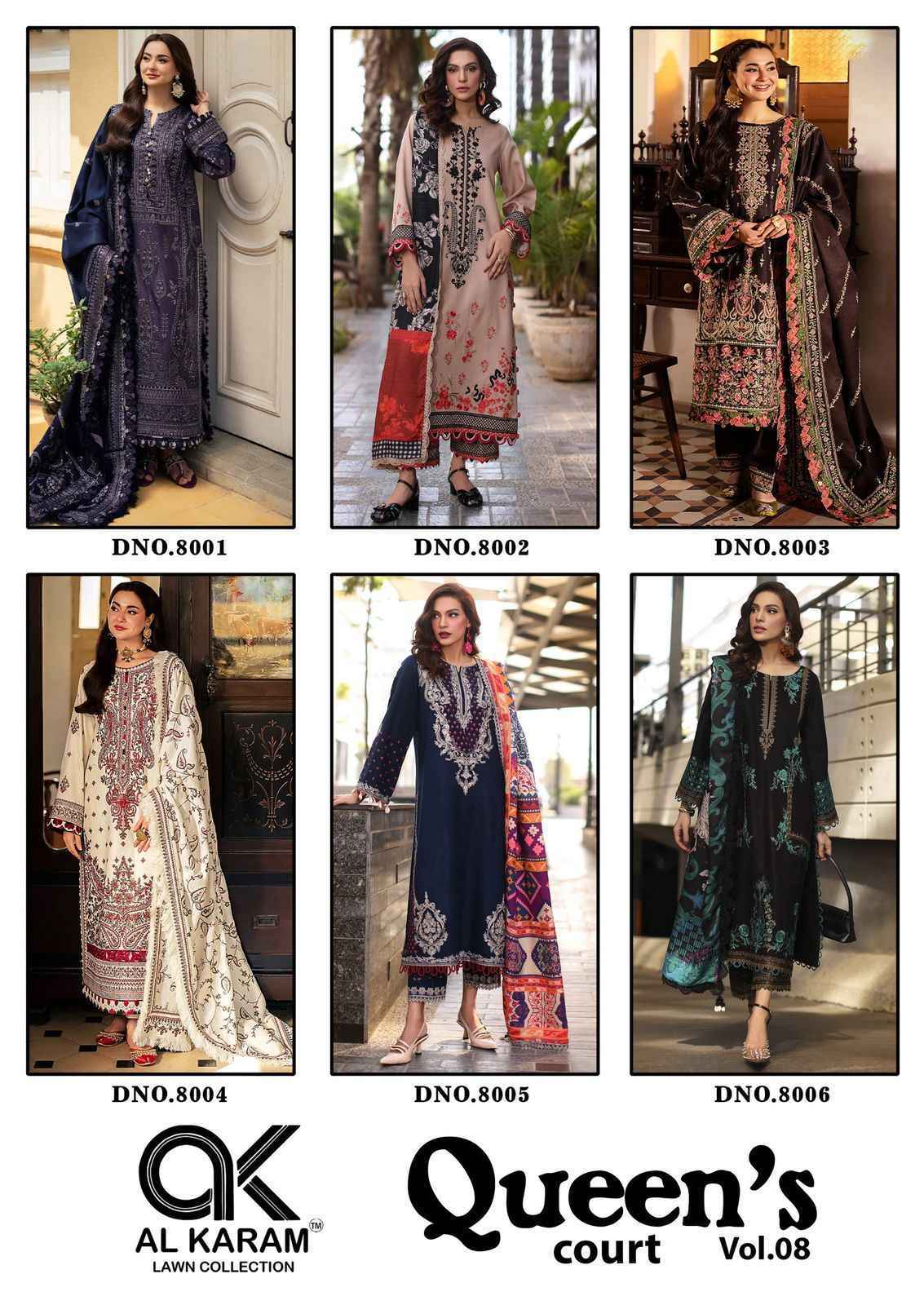 AL Karam Queens Court Vol 8 Wholesale Cotton Dress Material ( 6 pcs Catalogue )