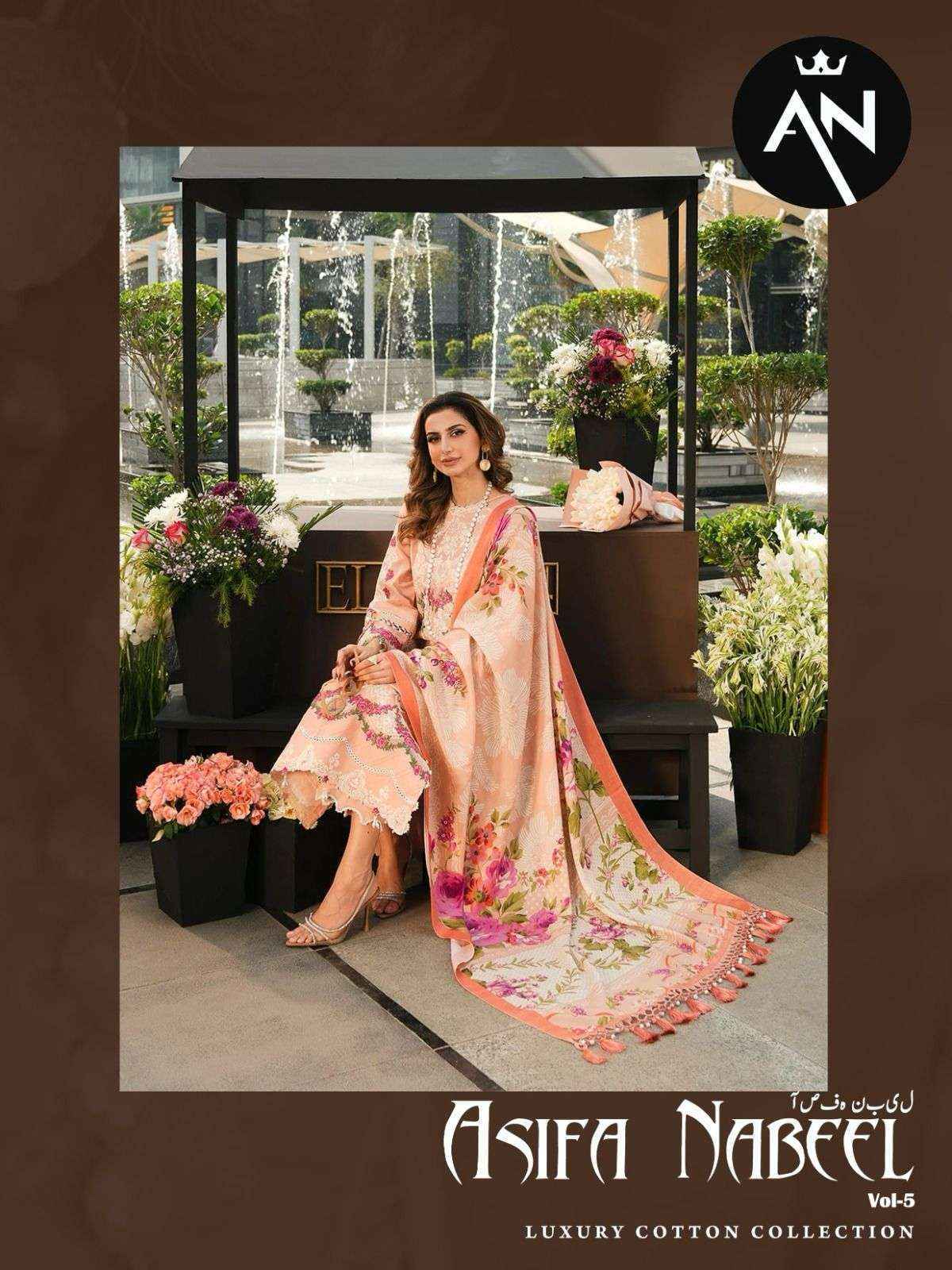 Asifa Nabeel Vol 5 Wholesale Pakistani Cotton Dress Material ( 6 pcs Catalogue )
