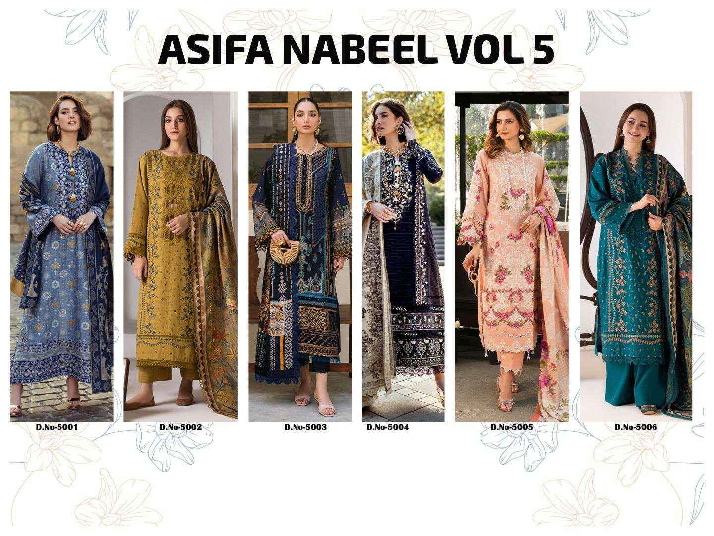 Asifa Nabeel Vol 5 Wholesale Pakistani Cotton Dress Material ( 6 pcs Catalogue )