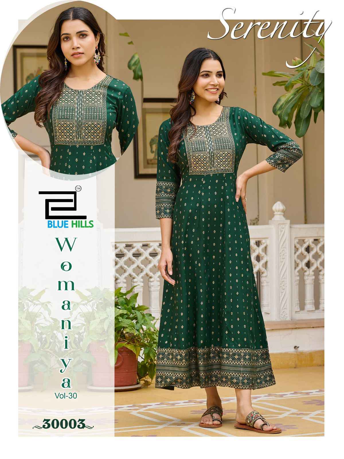 Blue Hills Womaniya Vol 30 Rayon Foil Printed Anarkali Kurti ( 8 Pcs Catalogue )