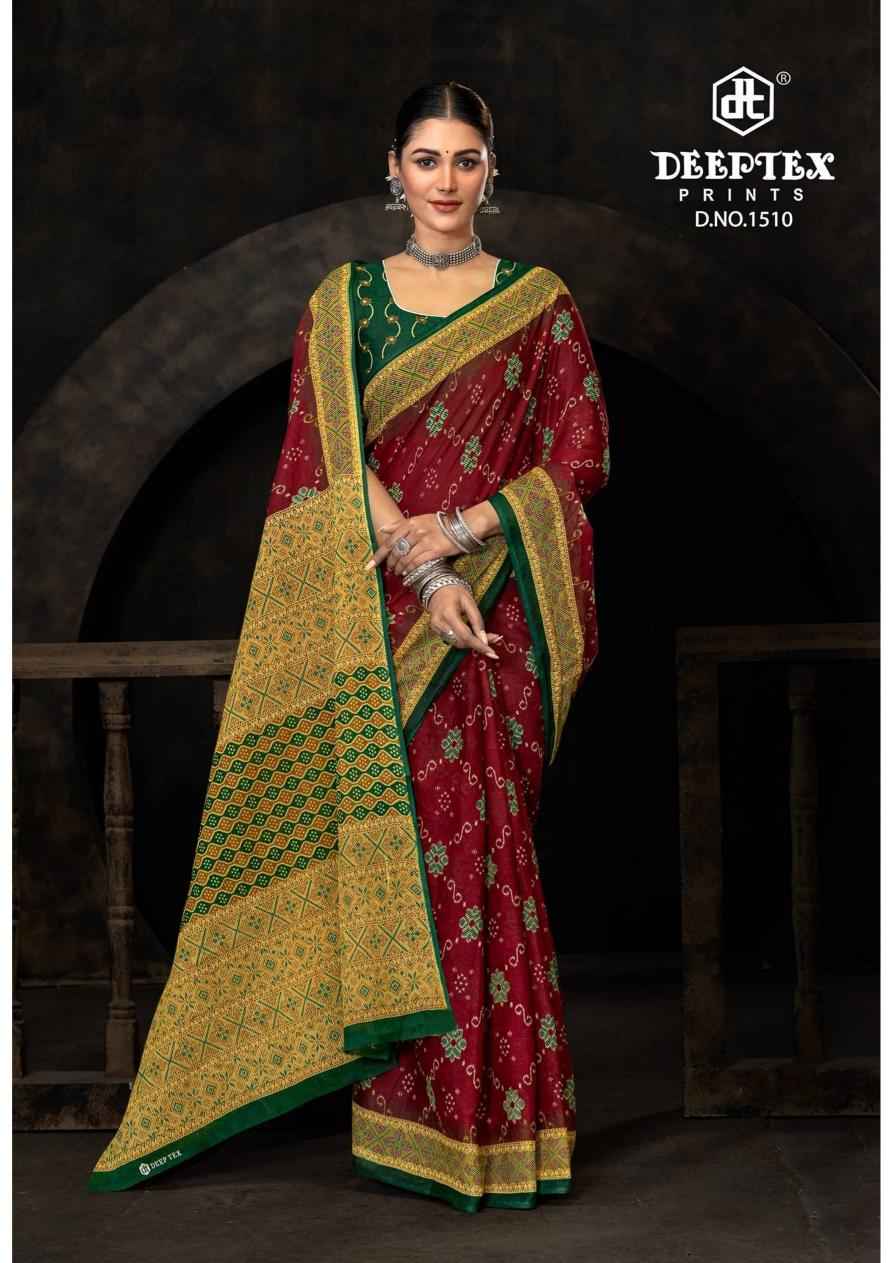 Deeptex Prime Time Vol 15 Wholesale Pure Cotton Printed Sarees ( 10 Pcs Catalogue )