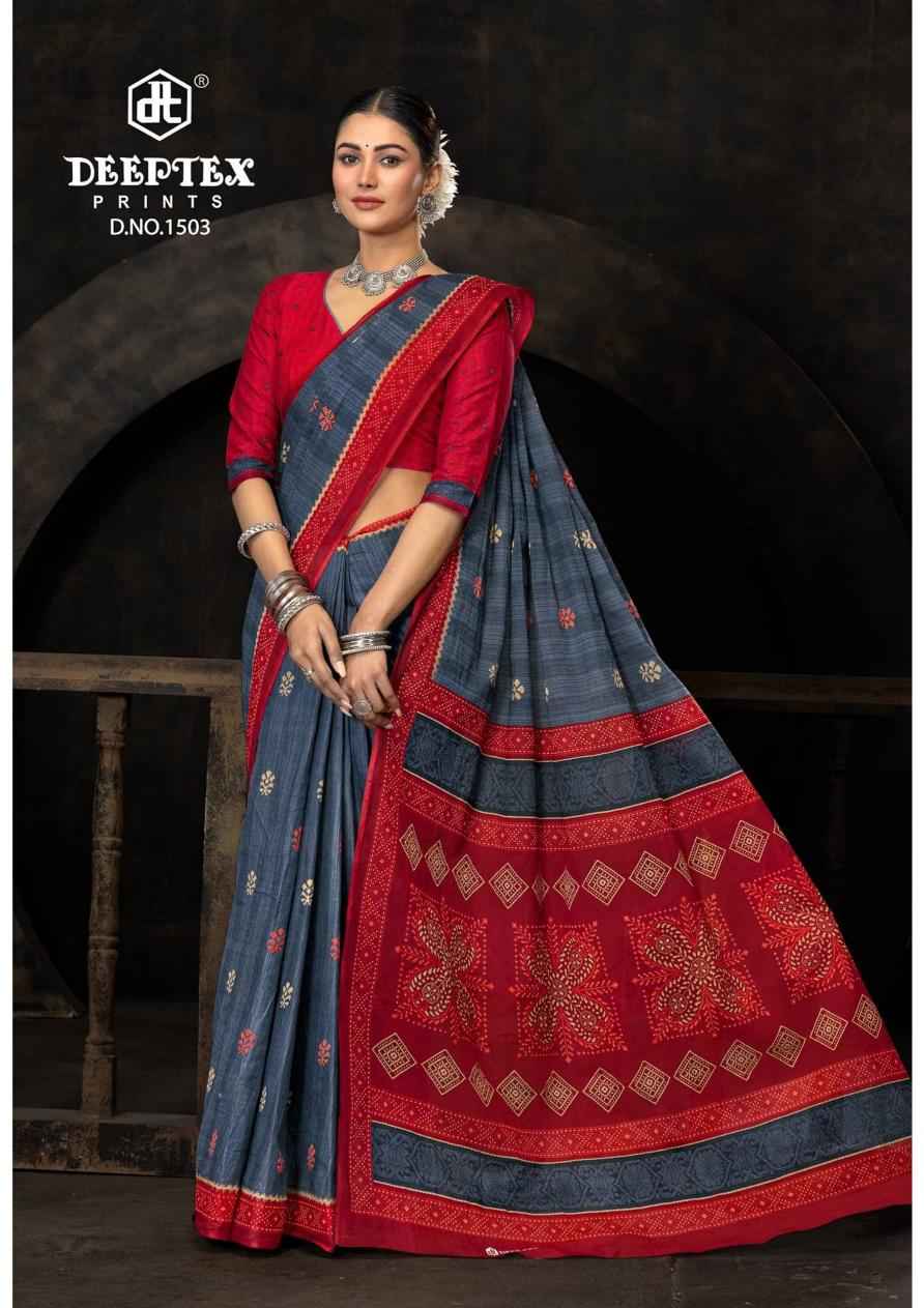 Deeptex Prime Time Vol 15 Wholesale Pure Cotton Printed Sarees ( 10 Pcs Catalogue )