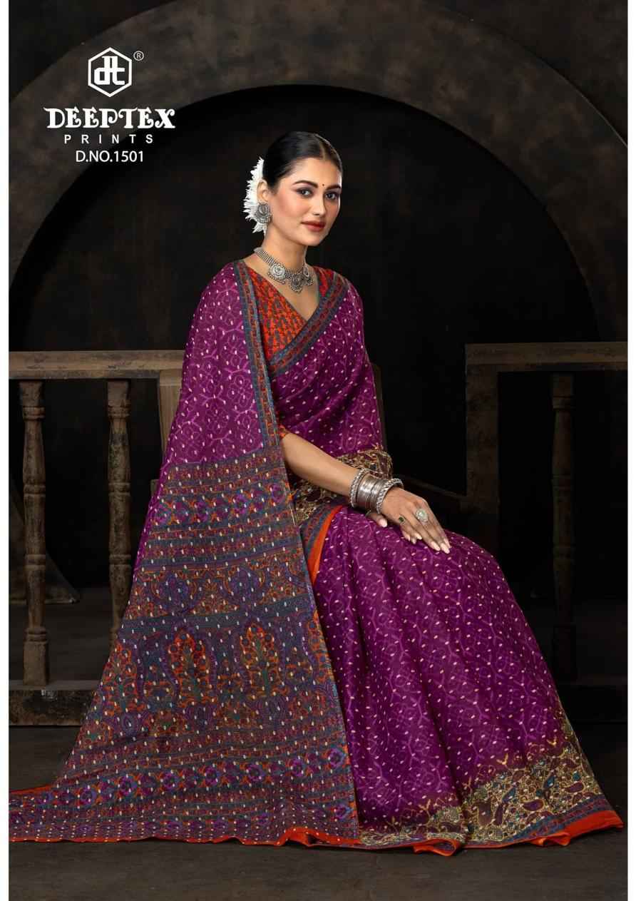Deeptex Prime Time Vol 15 Wholesale Pure Cotton Printed Sarees ( 10 Pcs Catalogue )