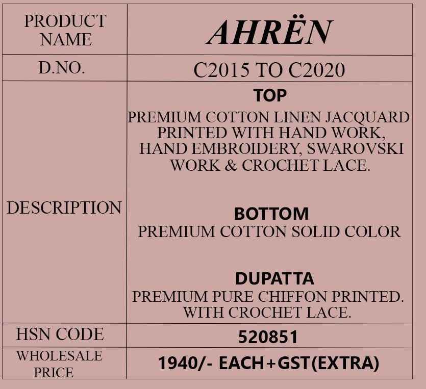 Ganga Ahren Embroidered Designer Salwar Suits ( 6 Pcs Catalogue )