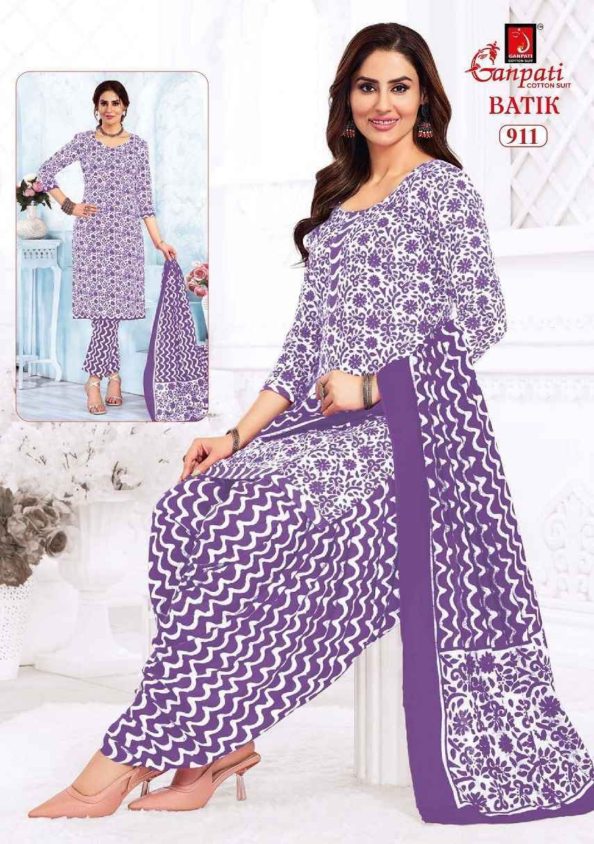 Ganpati Cotton Batik Vol 9 Wholesale Cotton Salwar Suits ( 15 pcs Catalogue )