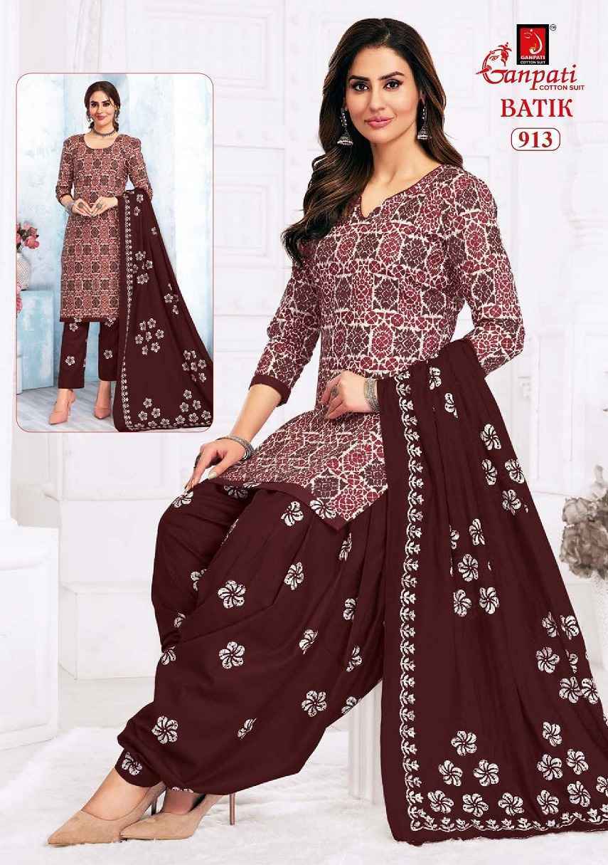 Ganpati Cotton Batik Vol 9 Wholesale Cotton Salwar Suits ( 15 pcs Catalogue )