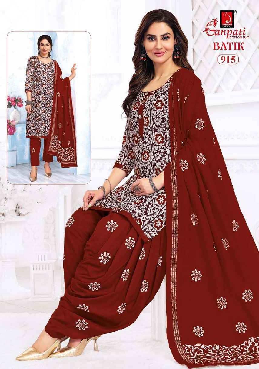 Ganpati Cotton Batik Vol 9 Wholesale Cotton Salwar Suits ( 15 pcs Catalogue )