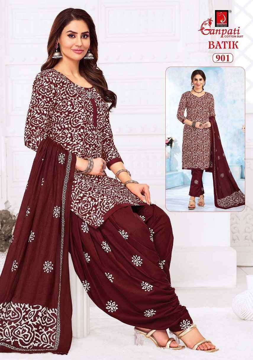 Ganpati Cotton Batik Vol 9 Wholesale Cotton Salwar Suits ( 15 pcs Catalogue )