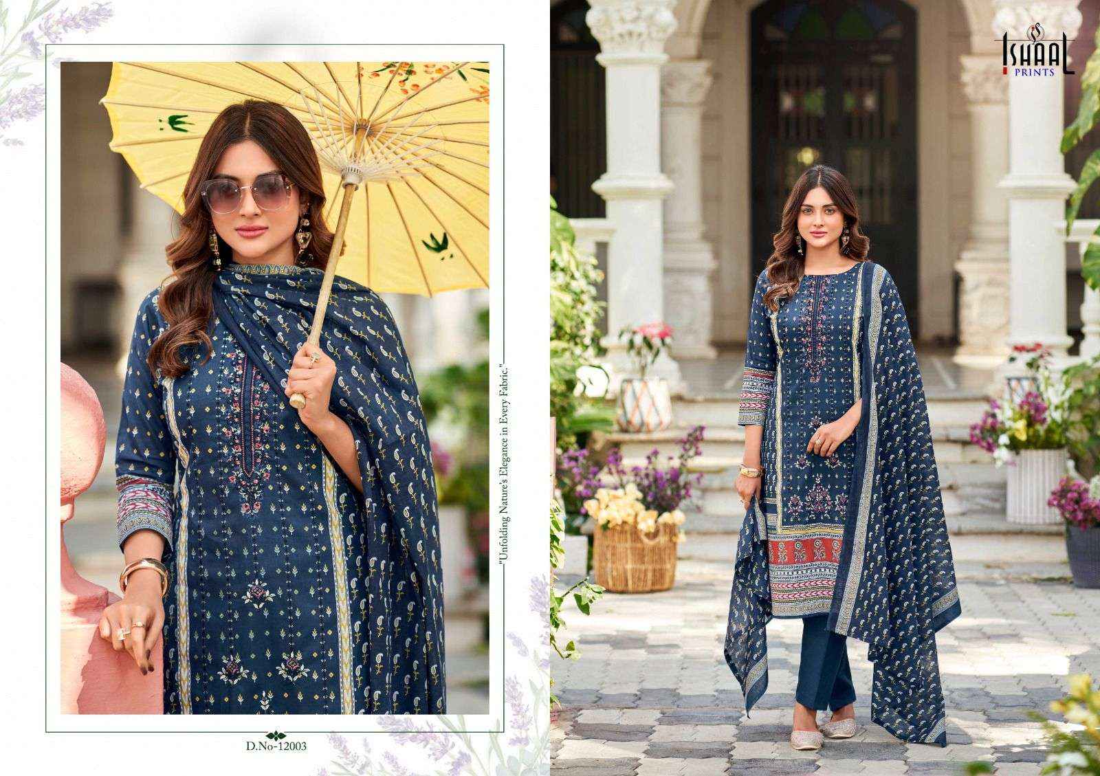 Ishaal Prints Embroidered Vol 12 Pure Lawn With Self Embroidered Dress Material ( 10 Pcs Catalogue )