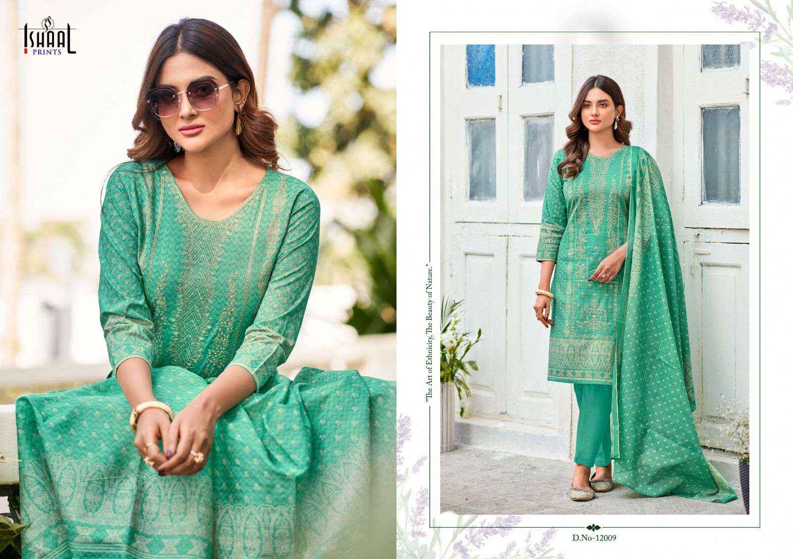 Ishaal Prints Embroidered Vol 12 Pure Lawn With Self Embroidered Dress Material ( 10 Pcs Catalogue )