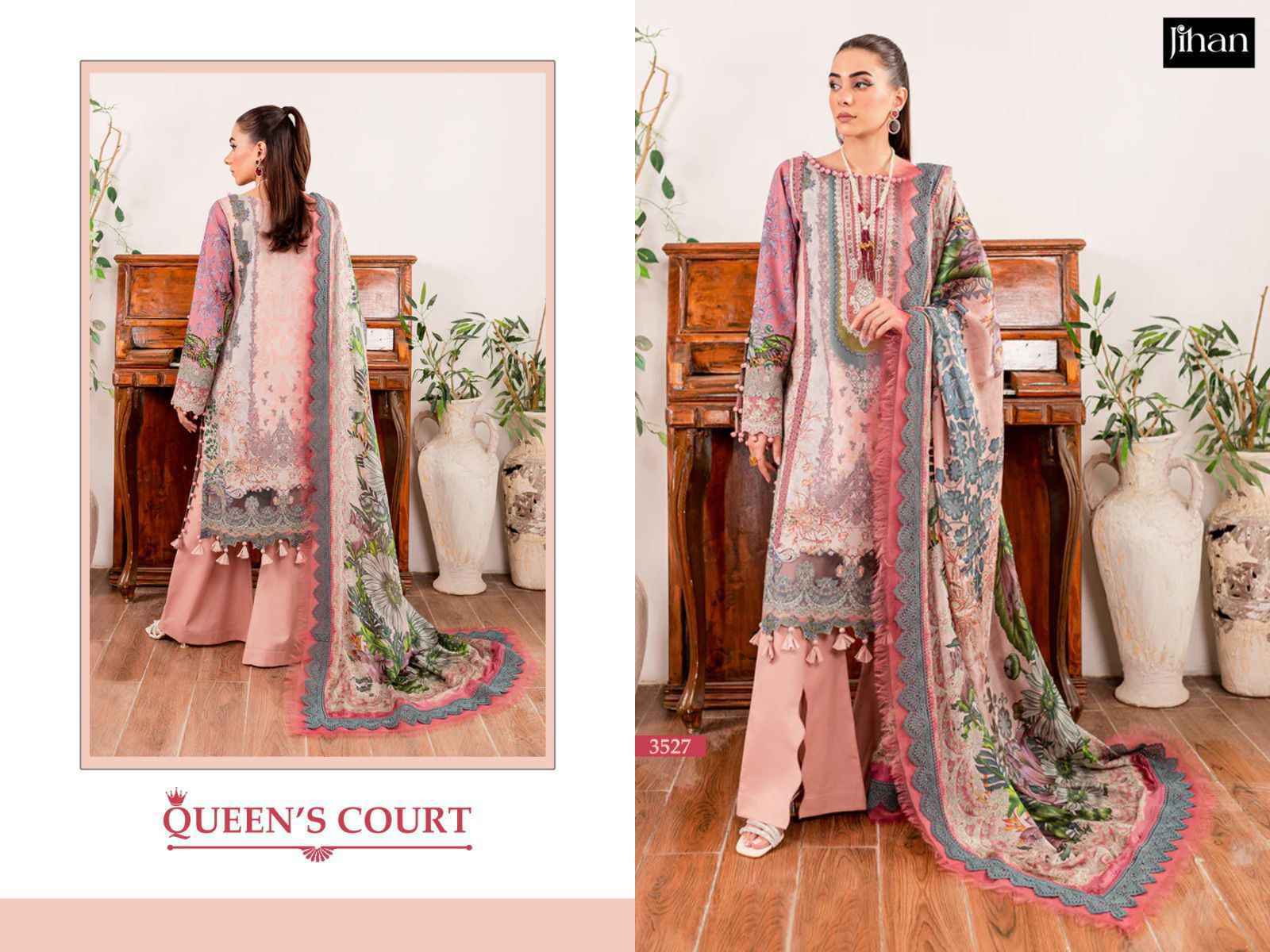 Jihan Queens Court Wholesale Lawn Cotton Dress Material ( 6 pcs Catalogue )