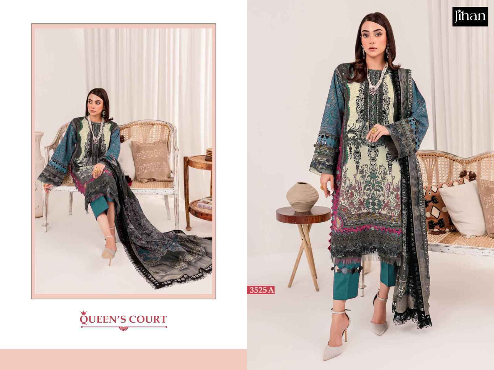 Jihan Queens Court Wholesale Lawn Cotton Dress Material ( 6 pcs Catalogue )