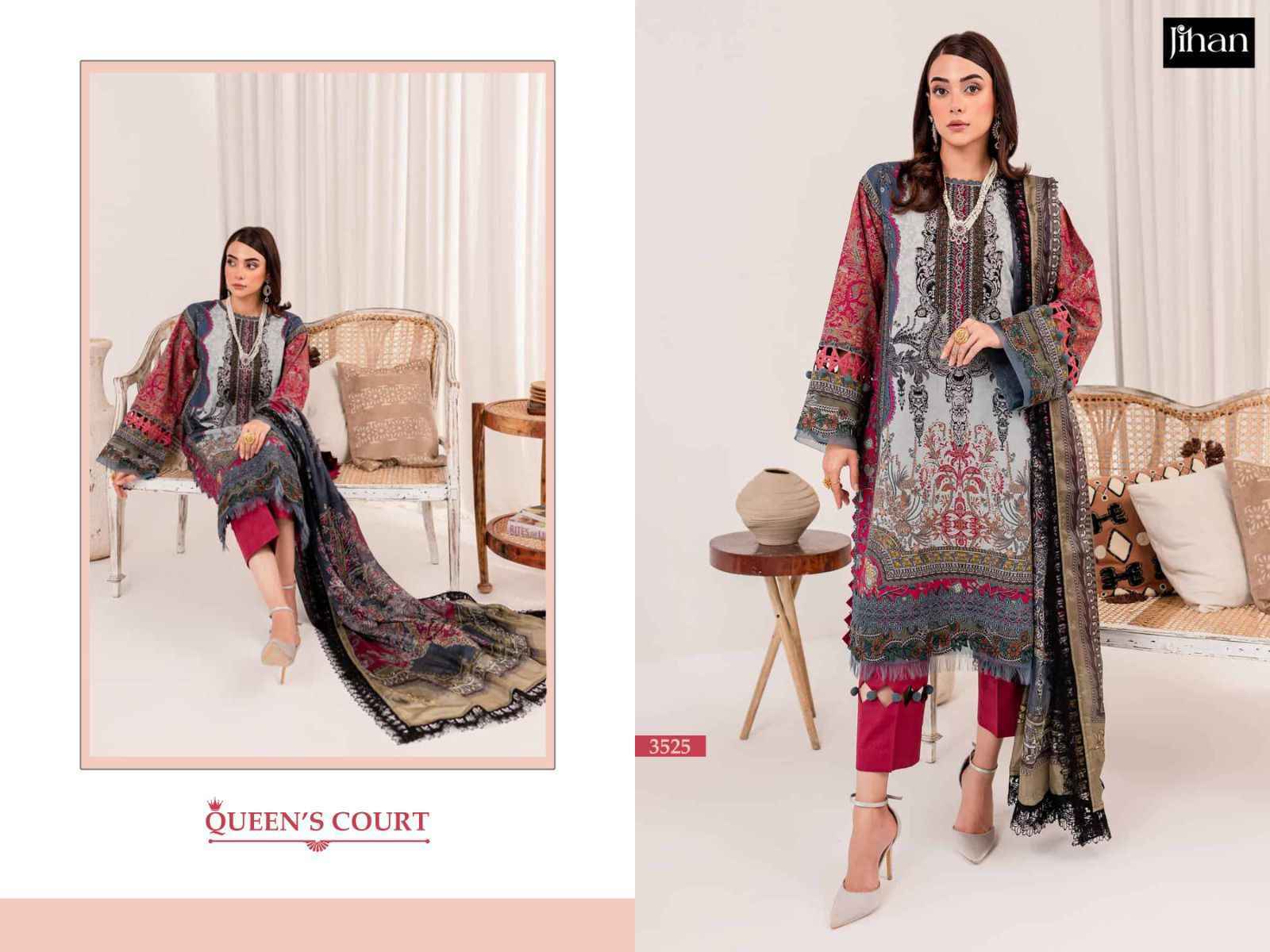 Jihan Queens Court Wholesale Lawn Cotton Dress Material ( 6 pcs Catalogue )