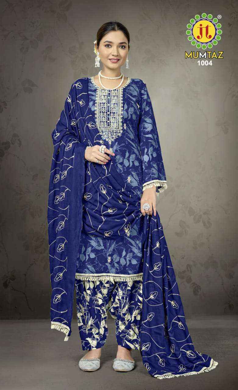 JT MUMTAZ RAYON DESIGNER WORK DRESS MATERIAL ( 5 PCS CATALOG )