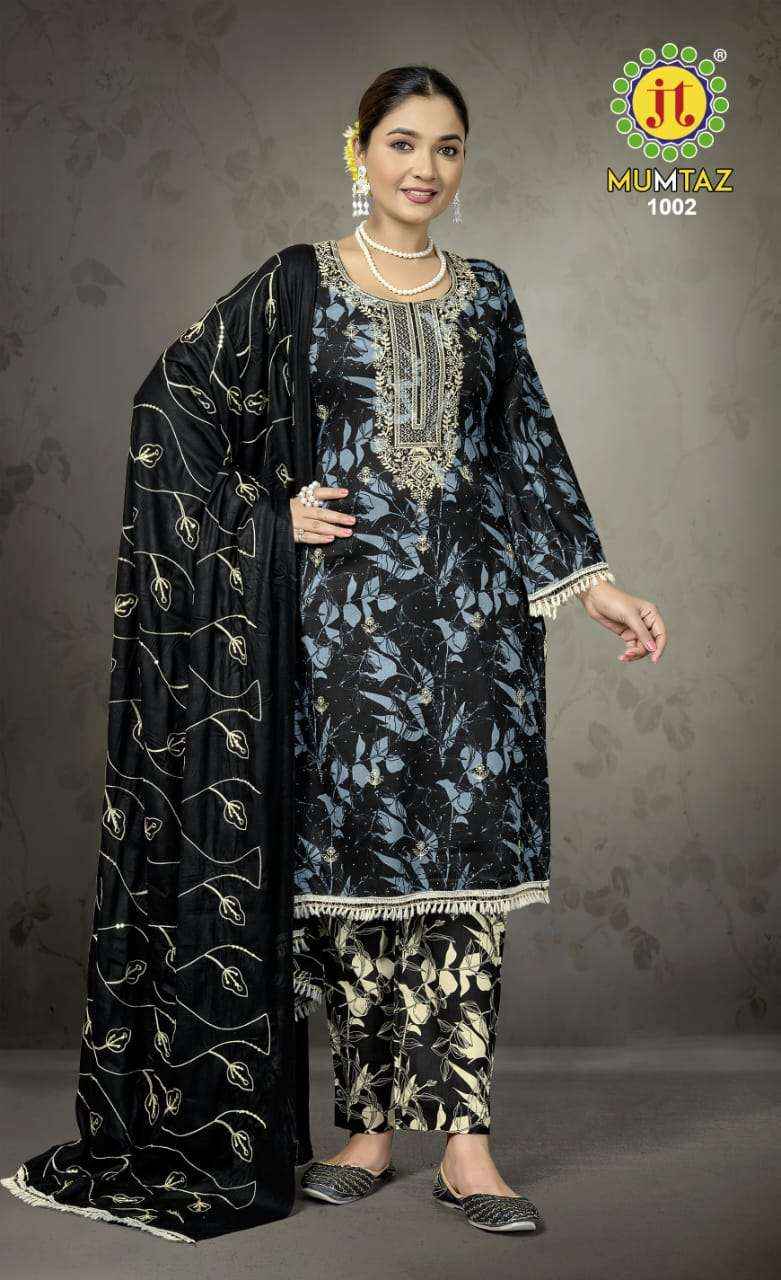 JT MUMTAZ RAYON DESIGNER WORK DRESS MATERIAL ( 5 PCS CATALOG )