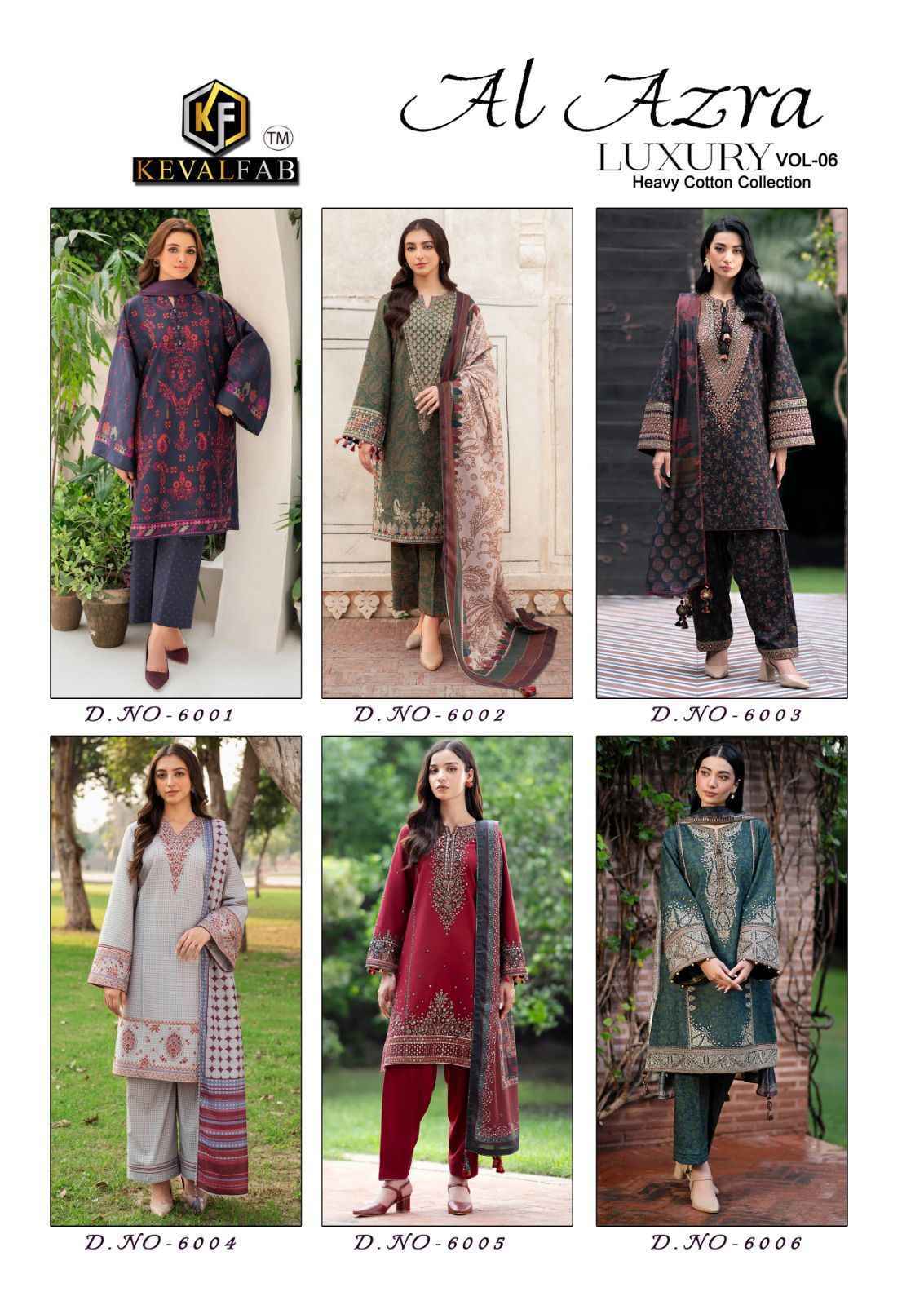 Keval Fab Al Azra Vol 6 Pakistani Salwar Kameez At Wholesale Price ( 6 pcs Catalogue )