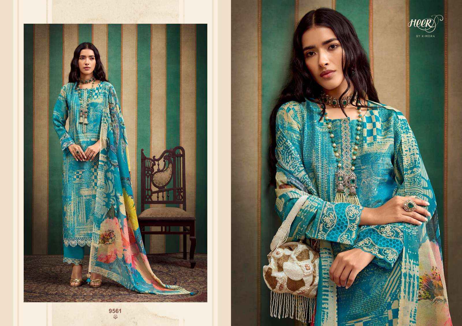 KIMORA HEER NORAH MUSLIN DESIGNER WORK HEAVY SUIT ( 6 PCS CATALOG )
