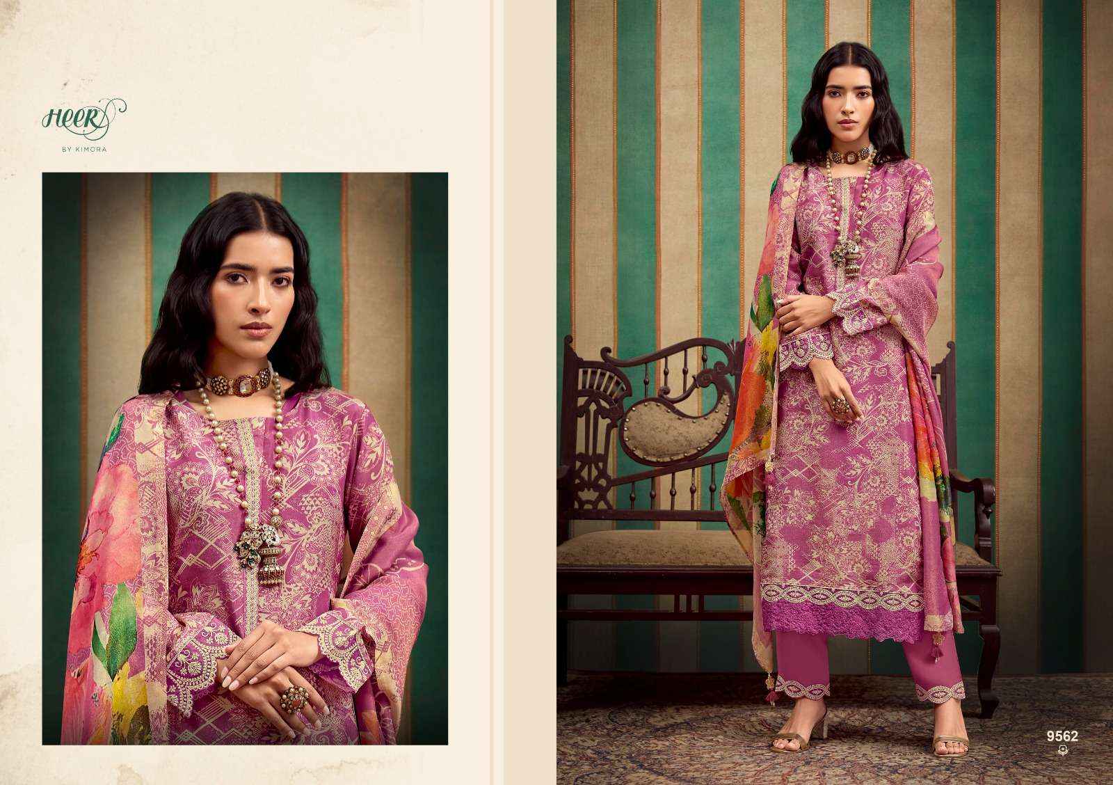 KIMORA HEER NORAH MUSLIN DESIGNER WORK HEAVY SUIT ( 6 PCS CATALOG )