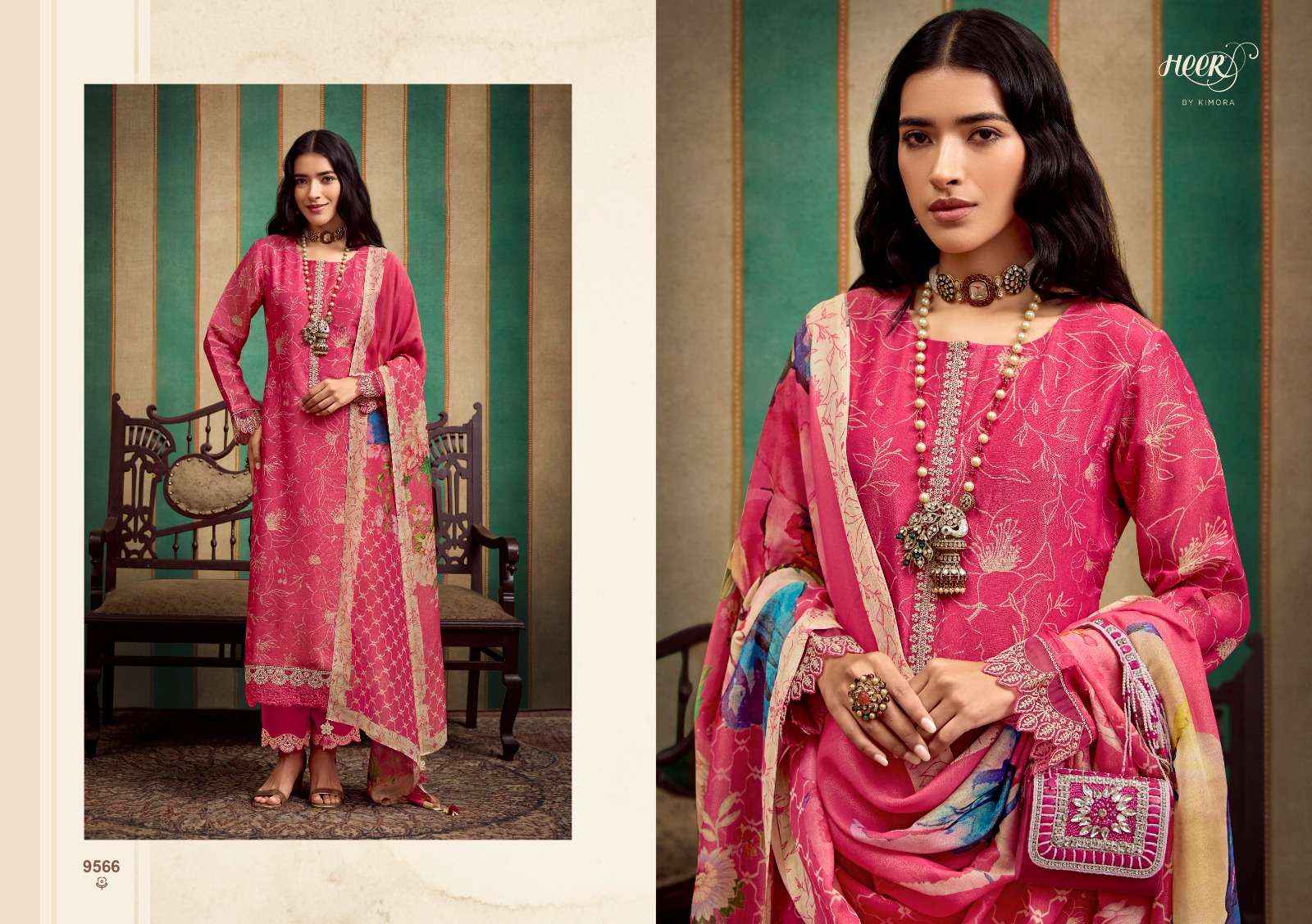KIMORA HEER NORAH MUSLIN DESIGNER WORK HEAVY SUIT ( 6 PCS CATALOG )