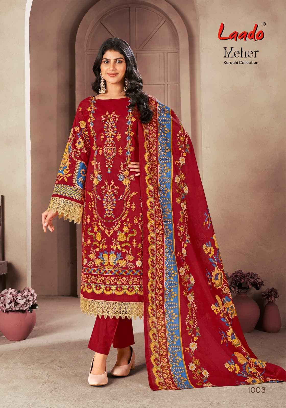 Laado Meher Vol 1 Lawn Cotton Wholesale Ladies Dress Material ( 6 Pcs Catalogue )