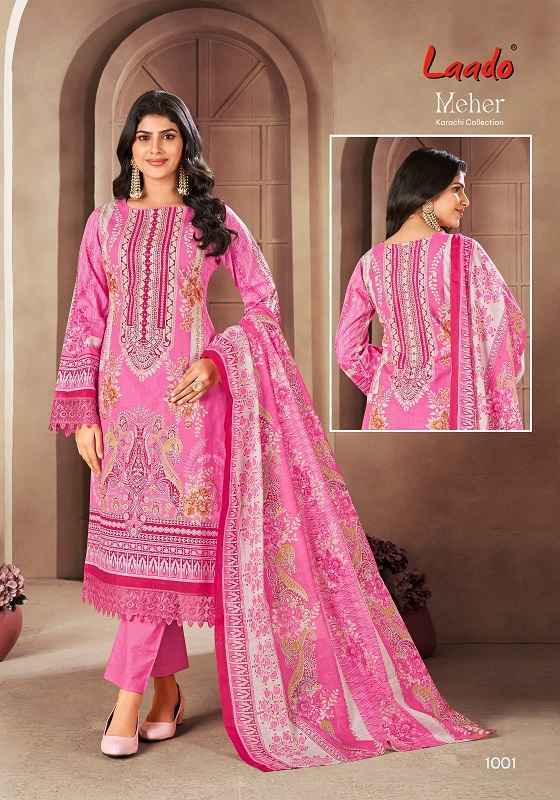 Laado Meher Vol 1 Lawn Cotton Wholesale Ladies Dress Material ( 6 Pcs Catalogue )