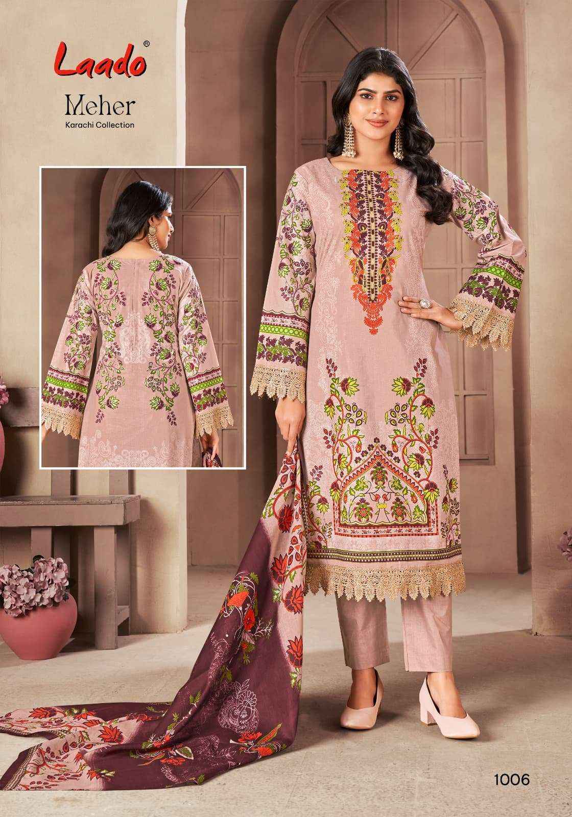 Laado Meher Vol 1 Lawn Cotton Wholesale Ladies Dress Material ( 6 Pcs Catalogue )