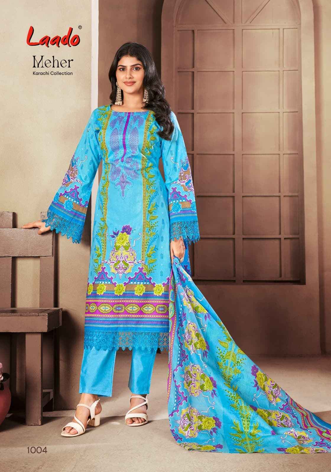 Laado Meher Vol 1 Lawn Cotton Wholesale Ladies Dress Material ( 6 Pcs Catalogue )