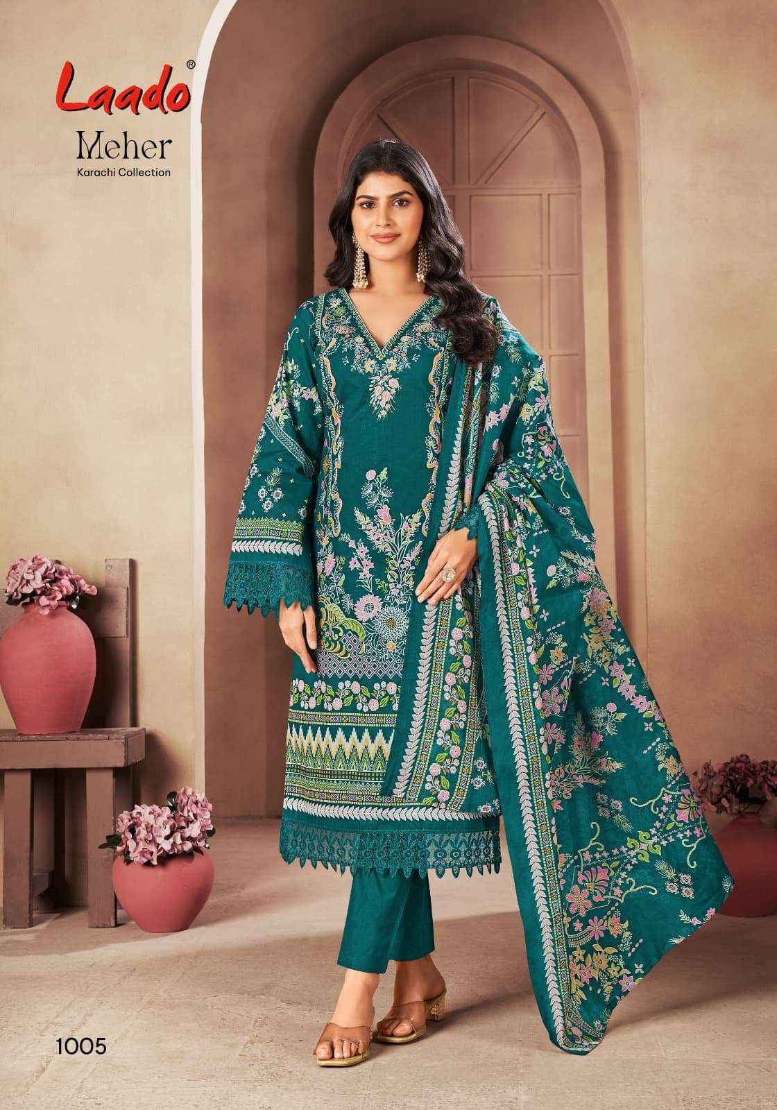 Laado Meher Vol 1 Lawn Cotton Wholesale Ladies Dress Material ( 6 Pcs Catalogue )