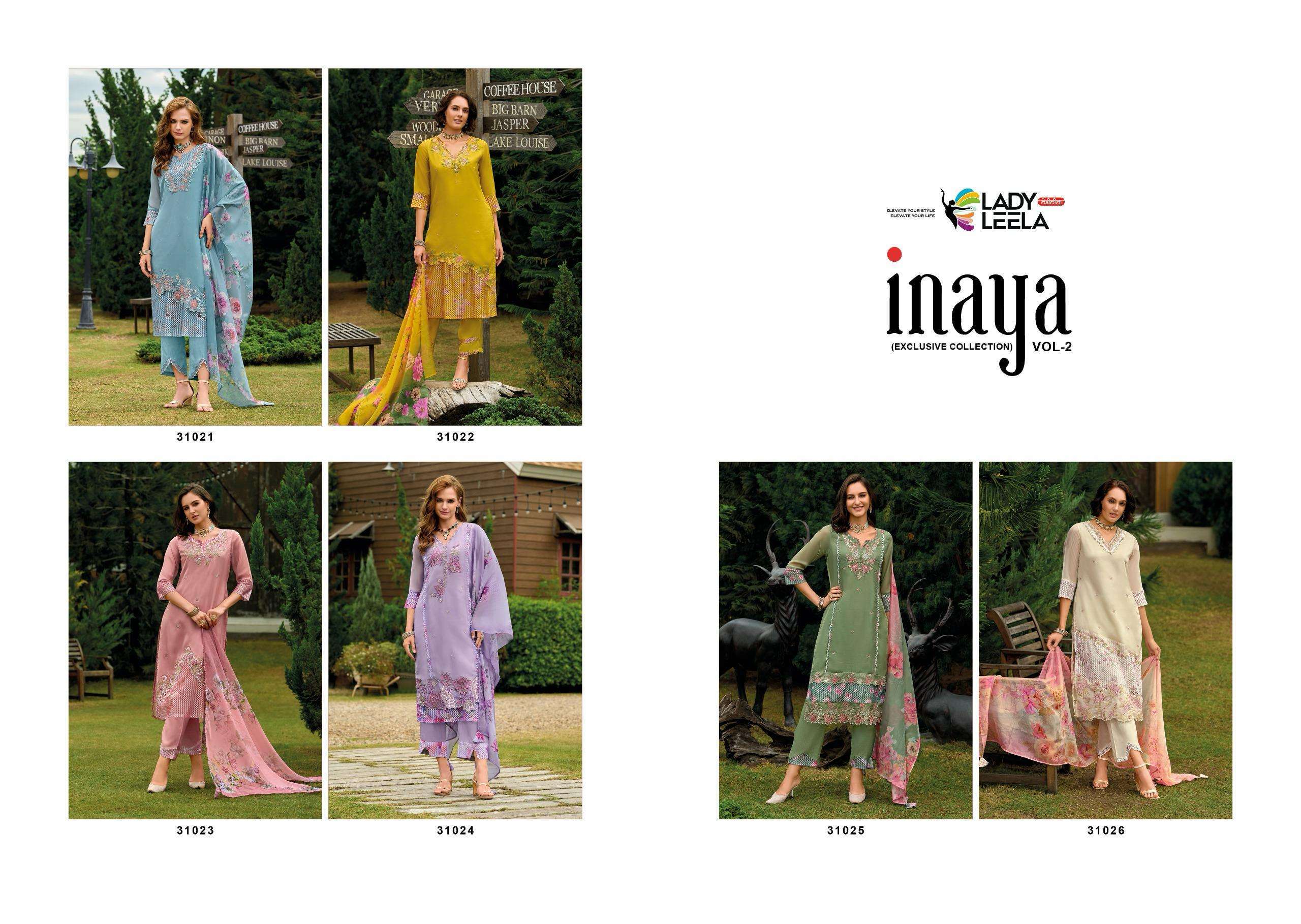 LADY LEELA INAYA VOL 2 ORGANZA BEAUTIFUL LADIES SUIT WHOLESALE PRICE ( 6 PCS CATALOG )