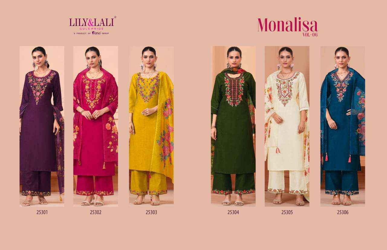 LILY AND LALI MONALISA VOL 6 VISCOSE READYMADE SUITS ( 6 PCS CATALOGUE )